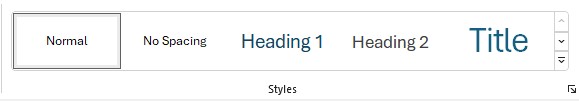 The default heading styles in Word's Home toolbar.